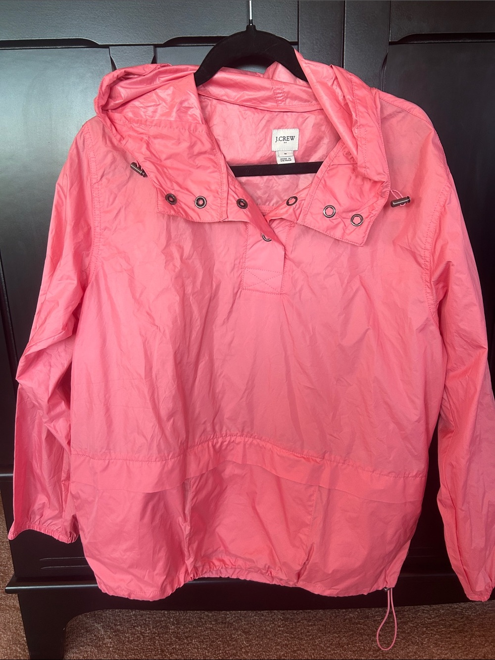 J. Crew Vibrant Pink Hooded Windbreaker Jacket